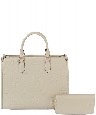 Embossed Monogram 2-in-1 Tote Satchel LMR0041WZ LIGHT DUST